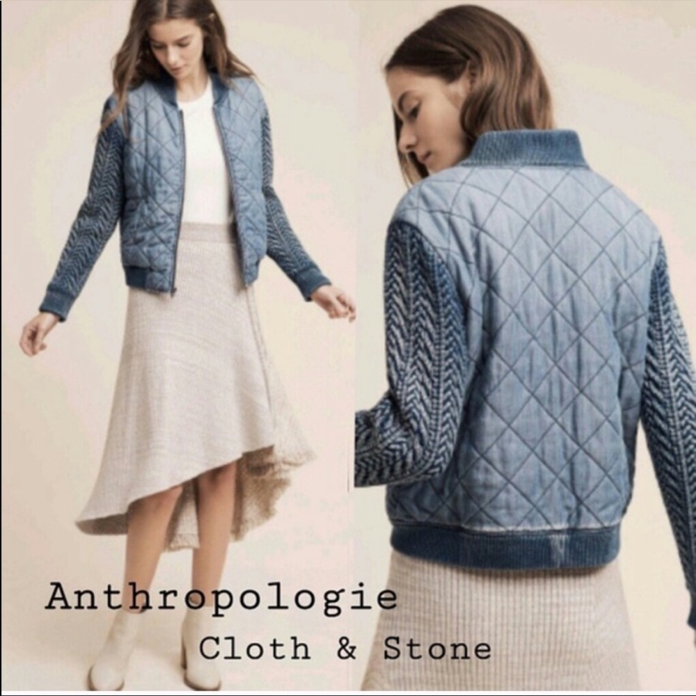 Quilted Chambray Bomber Jacket